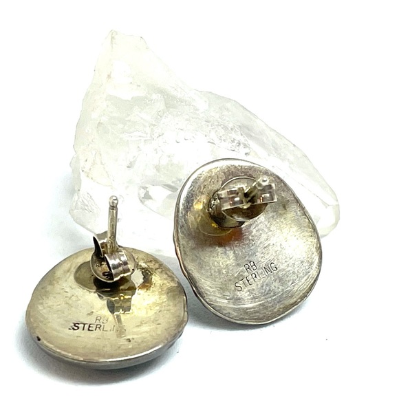 Vintage Navajo Sterling Silver Earrings with Turquoise Signed by Robert Bicenti - Picture 3 of 5